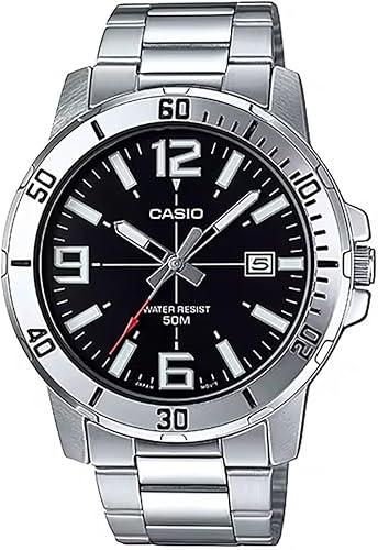 Casio MTP-VD01D-1BV Men's Enticer Stainless Steel Black Dial Casual Analog Sporty Watch